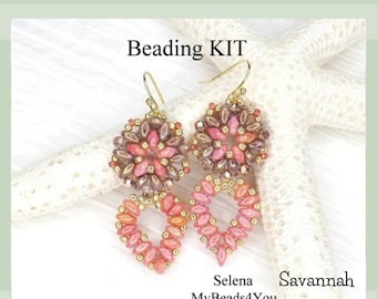 Earring Beading Kit, Jewelry Craft Supplies, Seed Bead Beading Patterns, Beadwork Earring Tutorial, DIY Jewelry Beading Kit, Gift Idea