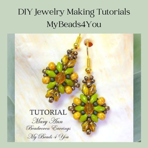 Easy Earring Beading Pattern, SuperDuo Tutorial, Seed Bead DIY Beaded Jewelry Tutorial, How to Bead Earrings, MyBeads4You Etsy Shop image 1