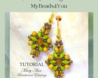 Eenvoudig oorbellen kralenpatroon, SuperDuo-zelfstudie, rocailles DIY-zelfstudie kralensieraden, oorbellen kralen, MyBeads4You Etsy Shop