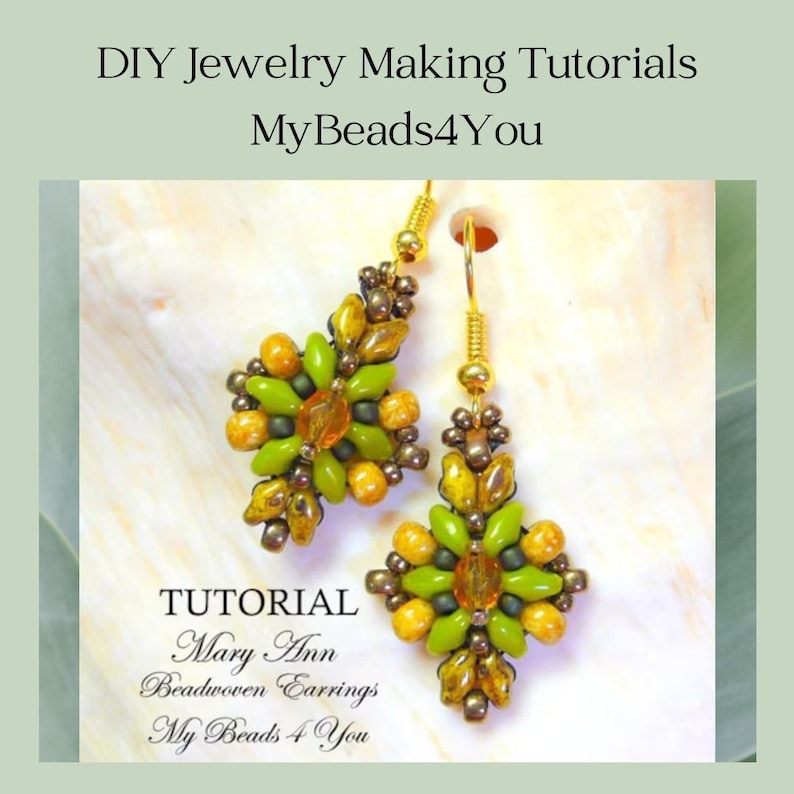 Easy Earring Beading Pattern, SuperDuo Tutorial, Seed Bead DIY Beaded Jewelry Tutorial, How to Bead Earrings, MyBeads4You Etsy Shop image 1