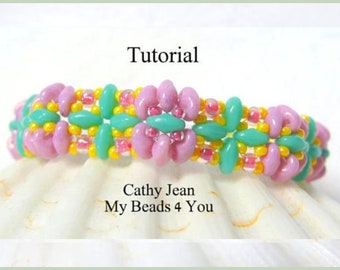 SuperDuo Seed Bead Bracelet Pattern, Cathy Jean Tutorial (PDF), Beading Supplies