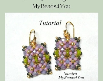 Beading Patterns and Tutorials, Fire polished Seed Bead Earring Pattern, PDF Beadwork Jewelry Making Supplies, DIY Earrings