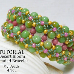 Bracelet Beading Pattern, Beading Tutorials and Patterns, Jewelry Making Bead Pattern, DIY Seed Bead Tutorial, Desert Bloom Bracelet Pattern image 6