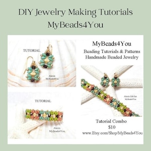 Beading Tutorials and Patterns Bracelet Earring, Easy Bead Pattern Bracelet, Beadwork Instructions Earrings, DIY Superduo Beading Pattern