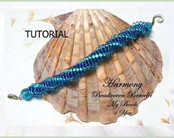 Beading Tutorials and Patterns, DIY Spiral Bracelet Tutorial, Jewelry Making Supplies, DIY Craft Gift, Blue Seed Beads, MyBeads4You