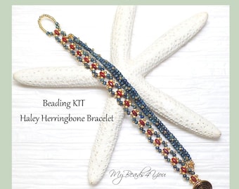 Beading Kit, Bracelet Beading Pattern and Tutorial, Seed Bead Wrap Bracelet Kit, Beading Supplies, Jewelry Making Supply, DIY Craft Projects