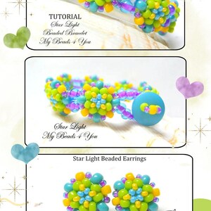 Tutoriels pour tisser des perles, Instructions pour perler à faire soi-même, Modèle de bracelet en perles de rocaille, Modèle PDF de boucles d'oreilles, Tutoriel perles de rocaille, MyBeads4You image 10