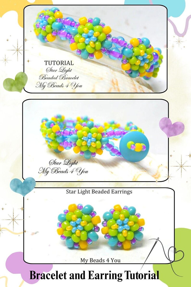 Tutoriels pour tisser des perles, Instructions pour perler à faire soi-même, Modèle de bracelet en perles de rocaille, Modèle PDF de boucles d'oreilles, Tutoriel perles de rocaille, MyBeads4You image 10