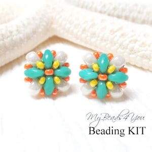 Beading Kit Earrings, Jewelry Making Patterns, Seed Bead Earring Tutorial and Kit, Craft Supplies, DIY Gift Idea image 10