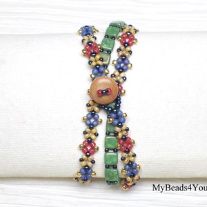 Bracelet Beading Patterns, DIY Triple Wrap Bracelet Jewelry Making Tutorial, Tile Bead PDF Pattern, Beading Supplies, Beads by MyBeads4You image 8