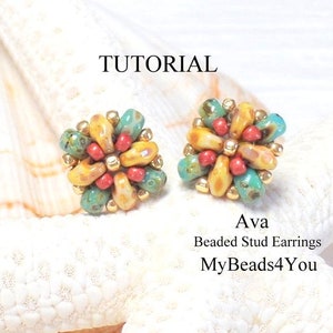 Beading Kit Earrings, Jewelry Making Patterns, Seed Bead Earring Tutorial and Kit, Craft Supplies, DIY Gift Idea Travertine/Turquoise