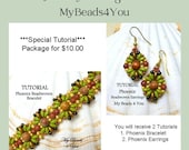 Beaded Bracelet and Earring Tutorial, SuperDuo Seed Bead Jewelry Making Pattern, Beading PDF Tutorials and Patterns, MyBeads4You Phoenix