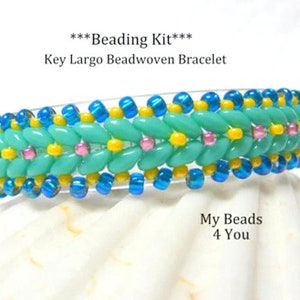 Bracelet Beading Kit, Patterns and Instructions, DIY Gift, Jewelry Making Kits and Tutorial, Super Duo Bracelet Pattern, Beading Supplies image 4
