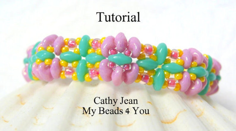 Beading Patterns and Tutorials, DIY Crafts, Seed Bead SuperDuo Bracelet Jewelry Making, Beading Instructions, Cathy Jean by MyBeads4You image 2