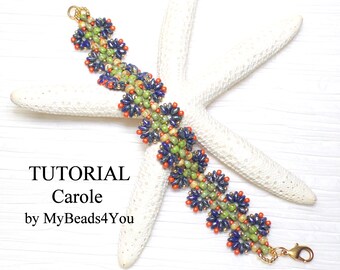 Superduo Bracelet Pattern, DIY Beading Patterns and Tutorial, Superduo Beads, Seed Bead Jewelry Making, Beading Supplies, Carole MyBeads4You
