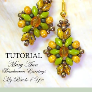 Easy Earring Beading Pattern, SuperDuo Tutorial, Seed Bead DIY Beaded Jewelry Tutorial, How to Bead Earrings, MyBeads4You Etsy Shop image 9