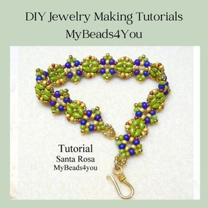 DIY Bracelet Beading Pattern, Super Duo Bead Tutorial, Jewelry Making Supplies, How to Bead, DIY Craft Gift, Seed Bead Bracelet Instructions