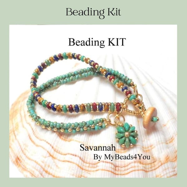 Beading Kit, Seed Bead Bracelet, Wrap Bracelet Kit, DIY Jewelry Making , Beading Tutorials Patterns, Craft Gift Idea, Jewelry by MyBeads4You