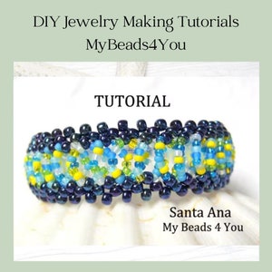 Bracelet Beading Pattern, Seed Bead Jewelry Making Tutorial, Right Angle Weave Bracelet Instructions , DIY Gift Idea, Jewelry Supplies