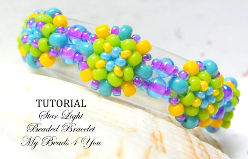Tutoriels pour tisser des perles, Instructions pour perler à faire soi-même, Modèle de bracelet en perles de rocaille, Modèle PDF de boucles d'oreilles, Tutoriel perles de rocaille, MyBeads4You image 11