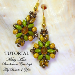 Easy Earring Beading Pattern, SuperDuo Tutorial, Seed Bead DIY Beaded Jewelry Tutorial, How to Bead Earrings, MyBeads4You Etsy Shop image 7