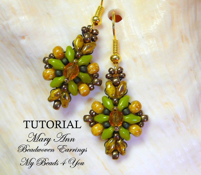 Easy Earring Beading Pattern, SuperDuo Tutorial, Seed Bead DIY Beaded Jewelry Tutorial, How to Bead Earrings, MyBeads4You Etsy Shop image 7