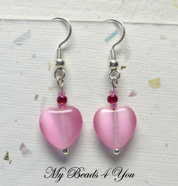 Items similar to Beaded Heart Earrings, Beaded Earrings, Gift for Her