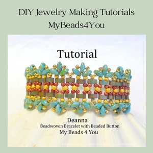 Perlenanleitung, Schmuckherstellung Armband Muster, Perlen Perlen Anleitung, Perlenknopf PDF SuperDuo Tutorial, DIY Perlen Bedarf