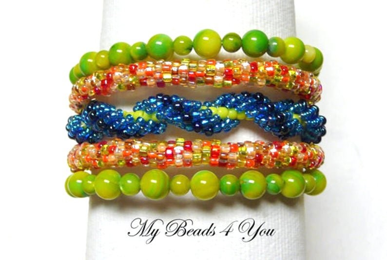 Beading Tutorials and Patterns, Seed Bead Peyote Stitch Pattern, PDF Single Spiral Memory Wire Bracelet Pattern, Jewelry Making Tutorial image 4