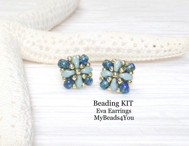 Beading Kit Earrings, Jewelry Making Patterns, Seed Bead Earring Tutorial and Kit, Craft Supplies, DIY Gift Idea image 6