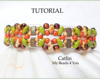 Bracelet Beading Patterns, Easy Seed Bead Tutorial, Super Duo Beads, Half Brick Beads, Jewelry Patterns Bracelet, Craft Supplies, DIY Gift