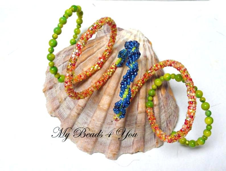 Beading Tutorials and Patterns, Seed Bead Peyote Stitch Pattern, PDF Single Spiral Memory Wire Bracelet Pattern, Jewelry Making Tutorial image 3