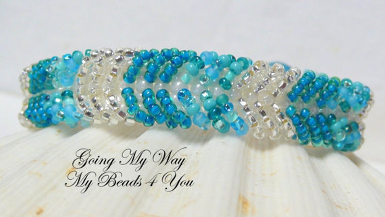 Woven Aqua Terra Beaded Bracelet 810a