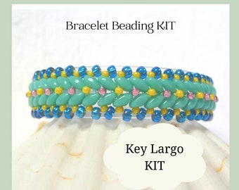 Bracelet Beading Kit, Patterns and Instructions, DIY Gift, Jewelry Making Kits and Tutorial, Super Duo Bracelet Pattern, Beading Supplies