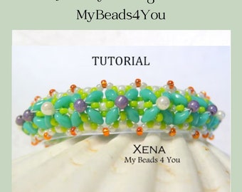 Beading Tutorials and Patterns, PDF Digital Download, Super Duo Seed Beads Bracelet Pattern, Jewelry Crafts Beading Instructions