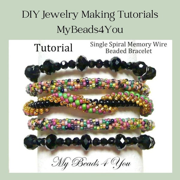 Tutoriels et modèles de perles, modèle de point peyote de perles de rocaille, modèle de bracelet PDF à spirale unique à mémoire de forme, tutoriel de fabrication de bijoux