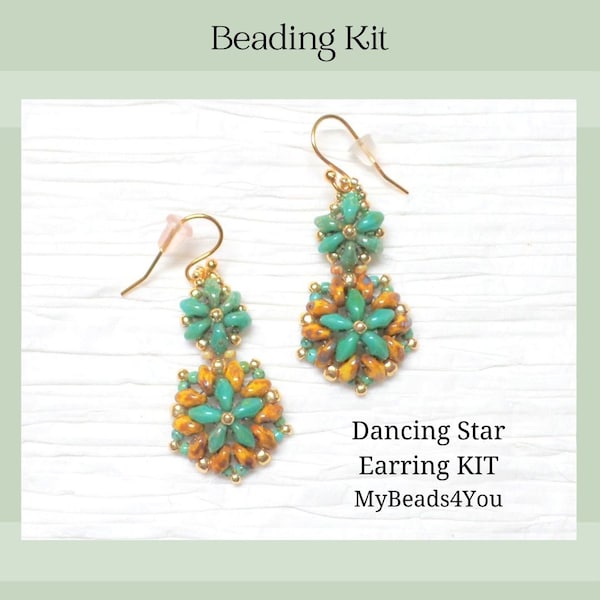 Dancing Star Earring Beading KIT, Jewelry Making Beading Tutorials and Patterns, DIY Gift Ideas, Bead Crafts and Supplies, MyBeads4You