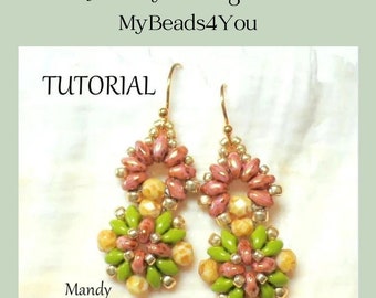 Earring Beading Pattern, DIY Jewelry Making Tutorial, Mandy Earring Seed Bead Pattern, Easy Beadwork Earring Instruction, Beading Supplies