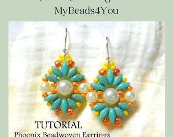 Eenvoudige pdf-kralentutorialpatroon, doe-het-zelf kralenoorbellen patroon sieraden maken, tutorial oorbellen voor beginners, MyBeads4You kralenbenodigdheden