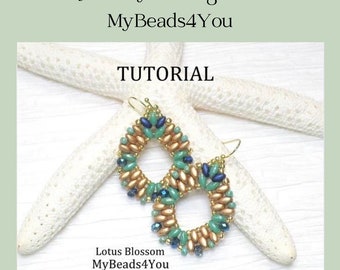 Beading Pattern, Beaded Earring Tutorial, Jewelry Making Supplies, PDF Downloadable Pattern, Lotus Blossom Earring Instructions, MyBeads4You