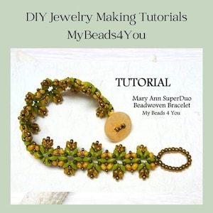 Beading Tutorials and Patterns, Beadwork Bracelet Easy Jewelry Making Pattern, PDF Seed Bead Superduo Tutorial, DIY Beading Instructions
