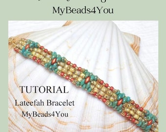 Beading Patterns and Tutorials, DIY Bracelet, Jewelry Making Supplies, Superduo Bead Pattern, Lateefah Bracelet Pattern by MyBeads4You