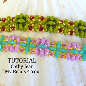 Beading Patterns and Tutorials, DIY Crafts, Seed Bead SuperDuo Bracelet Jewelry Making, Beading Instructions, Cathy Jean by MyBeads4You image 3