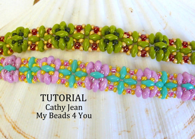 Beading Patterns and Tutorials, DIY Crafts, Seed Bead SuperDuo Bracelet Jewelry Making, Beading Instructions, Cathy Jean by MyBeads4You image 3