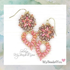 Pink Gold Beadwork Earrings, Gift Ideas For Women, Handmade Seed Bead Earrings, Birthday Gifts For Her, perfect Jewelry Gift for her