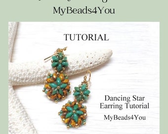 Beading Tutorials and Patterns, Earrings Beading Pattern, Jewelry Making Instructions, DIY How to Bead, Dancing Star Tutorial by MyBeads4You