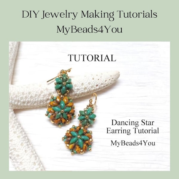 Beading Tutorials and Patterns, Earrings Beading Pattern, Jewelry Making Instructions, DIY How to Bead, Dancing Star Tutorial by MyBeads4You