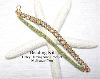 Beading Kit, Bracelet Beading Pattern and Tutorial, Seed Bead Wrap Bracelet Kit, Beading Supplies, Jewelry Making Supply, DIY Craft Projects