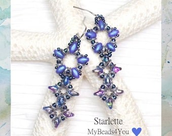 Beaded Turquoise Blue Green Drop Earrings, Seed Bead Jewelry