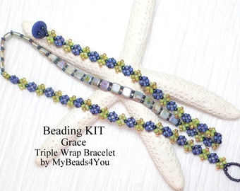 Grace Jewelry Bead Pack, DIY Wrap Bracelet Beading KIT Pattern and Tutorial, Tile Seed Bead Jewelry Making Bead Pack, DIY Gift MyBeads4You